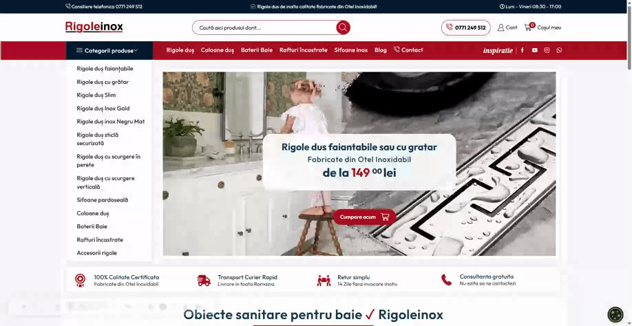 Rigoleinox ✓ Rigole, Baterii duș & Obiecte Sanitare