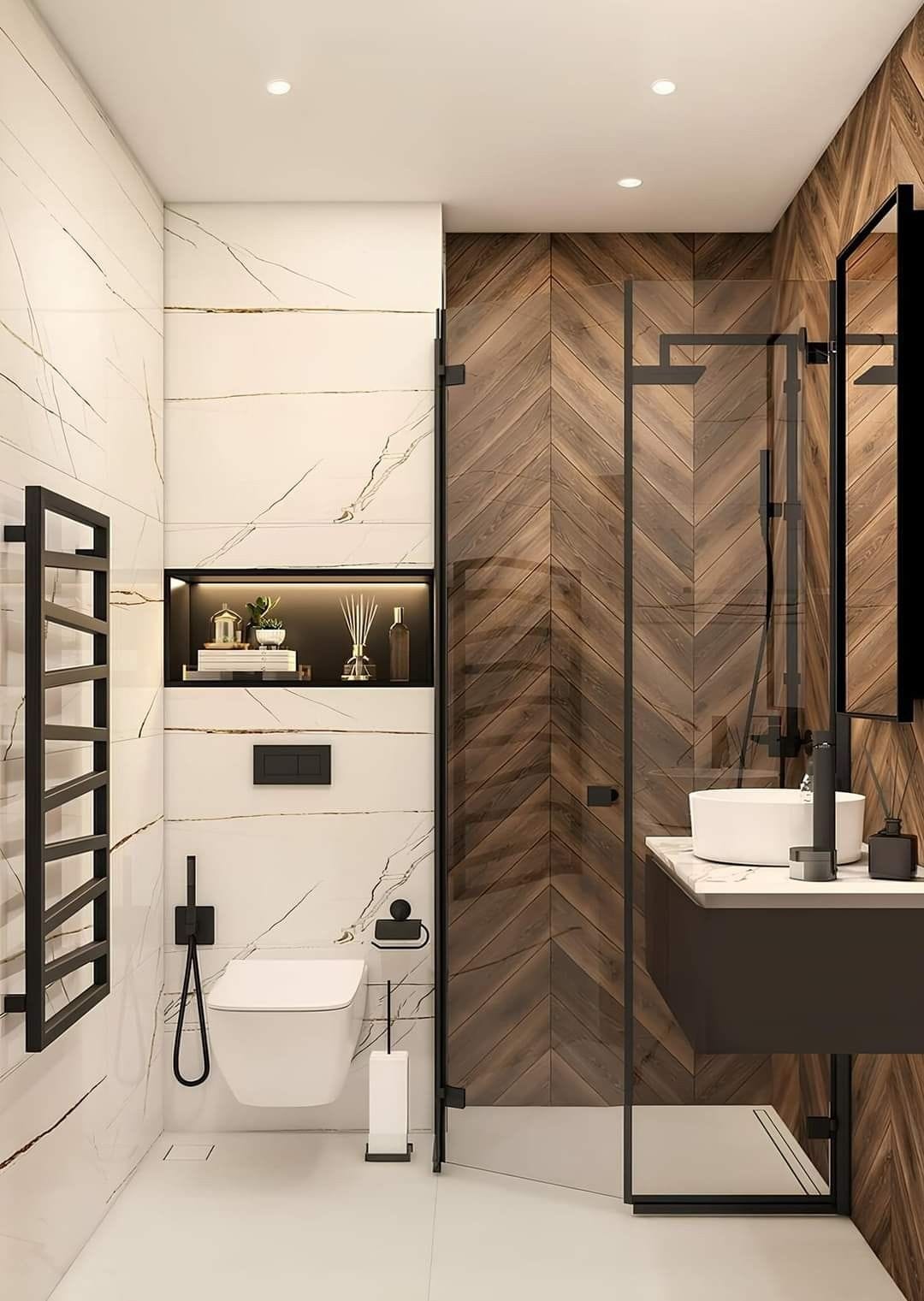rigolă duș liniară montată lângă perete în cabină walk-in